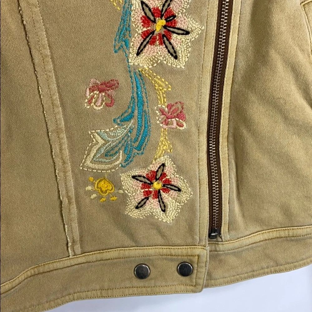 Sundance Embroidered Floral Moto Jacket Size 12 - Picture 2 of 8